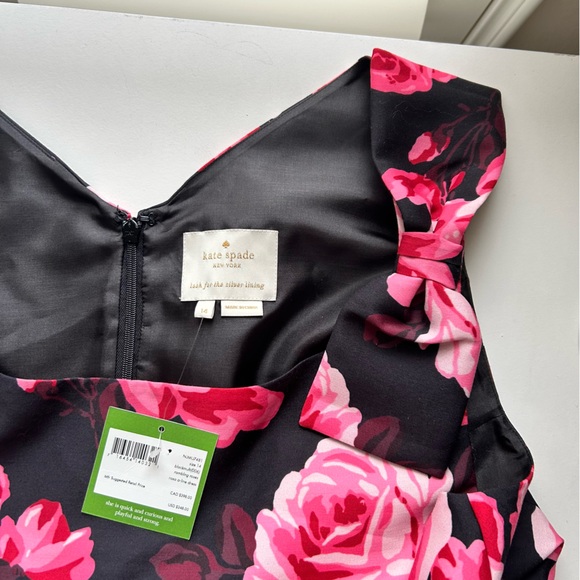Kate Spade Floral Sleeveless Dress - Black and Pink Size 14 - Picture 7 of 7